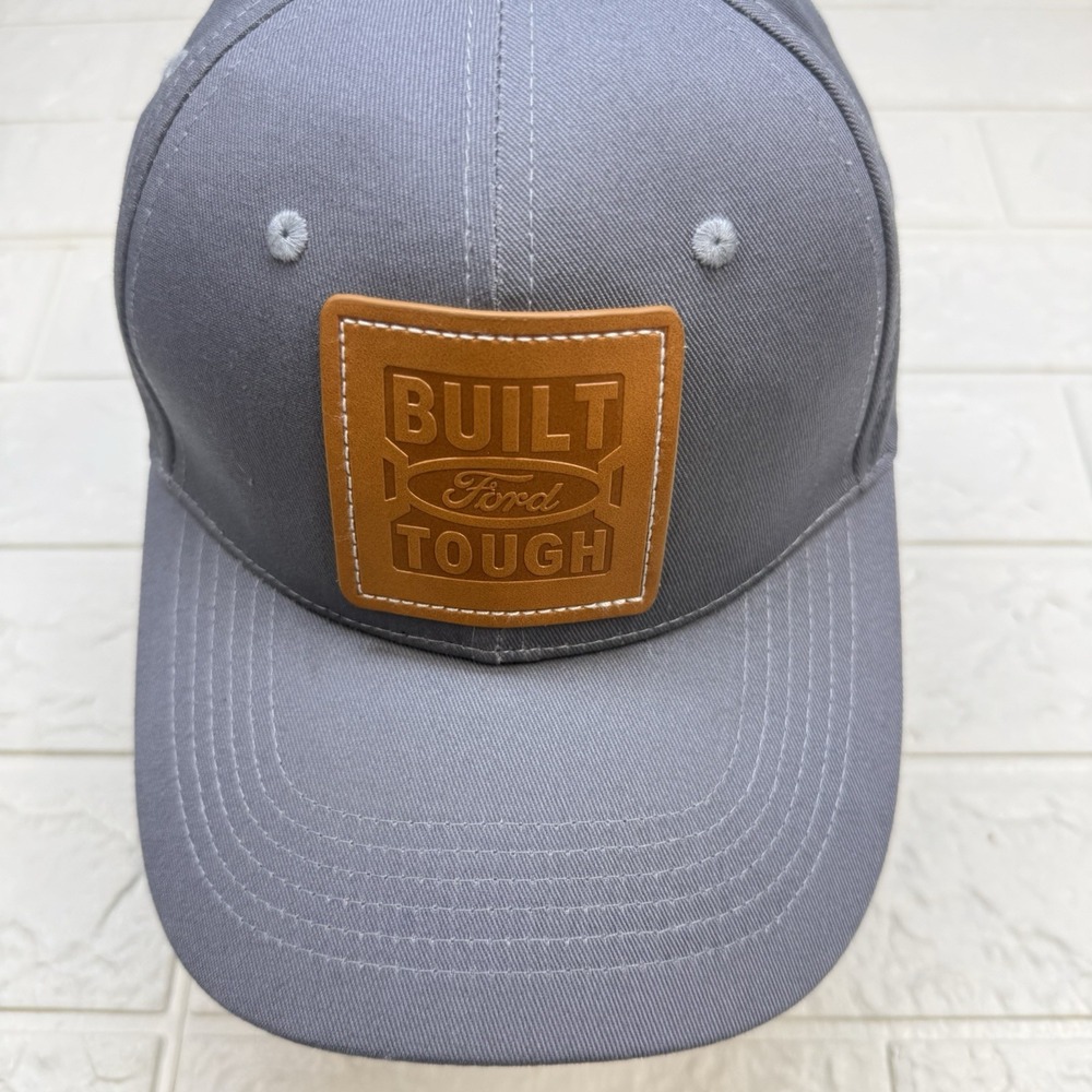 Ford Built Tough Gray Leather Patch Adjustable Mesh Trucker Hat Special Edition
